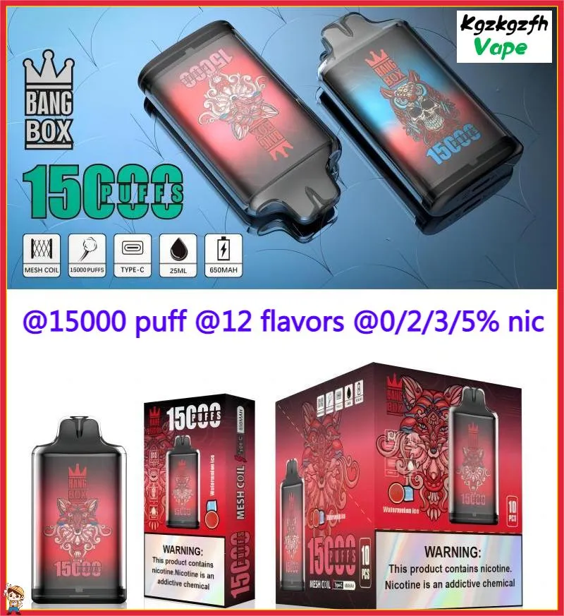 Original Bang Bo 15000 sbuffi 15k a vapo sfumato a cifare usa e ge-sigaretta 25 ml Capacità della batteria 650 mAh 0/2/3/5% 12 sapori Vaper