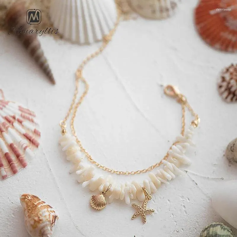 Braccialetti di fascino Amaiyllis Beach Sea Star Shell Charms Bracciale per donne boemia patatine flips oceano pulseras in stile oceano