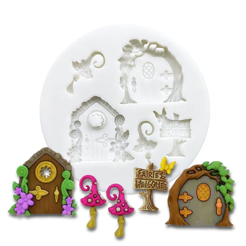 Moulds Wooden Doors Fairy Silicone Mold Sugarcraft Cupcake Baking Mold Fondant Cake Decorating Tools