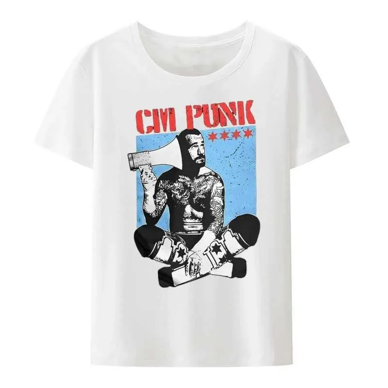 T-shirts voor heren Summer Short Slave Gift T-shirt Vintage Loose Fun CM Punk T-Shirt American Professional Wrestler Fashion T-Shirt T240425