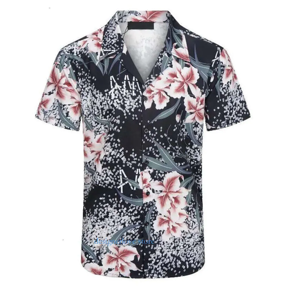 Camiseta para hombres de verano Hawaii Carta floral Estampado Camisas de playa Men Manga informal Manga corta Haz la ropa M XL