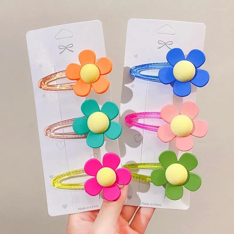 Haarzubehör 2024 Frühlings Sommer Koreanische Blumenklammern für Mädchen Kinder Süßes Kawaii Plastik Fancy Hairpin Mode