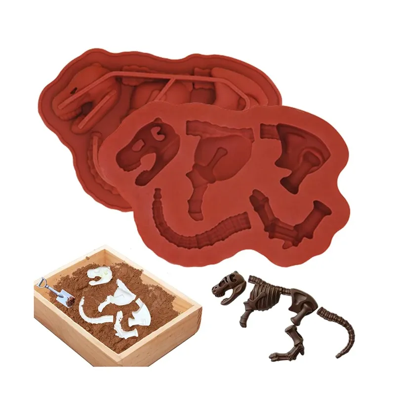 Moulds Dinosaur Chocolate Silicone Mold Dino Bones Fossil Skeleton Kids Funny Mould DIY Baking Tool For Candy Gummy Halloween Christmas