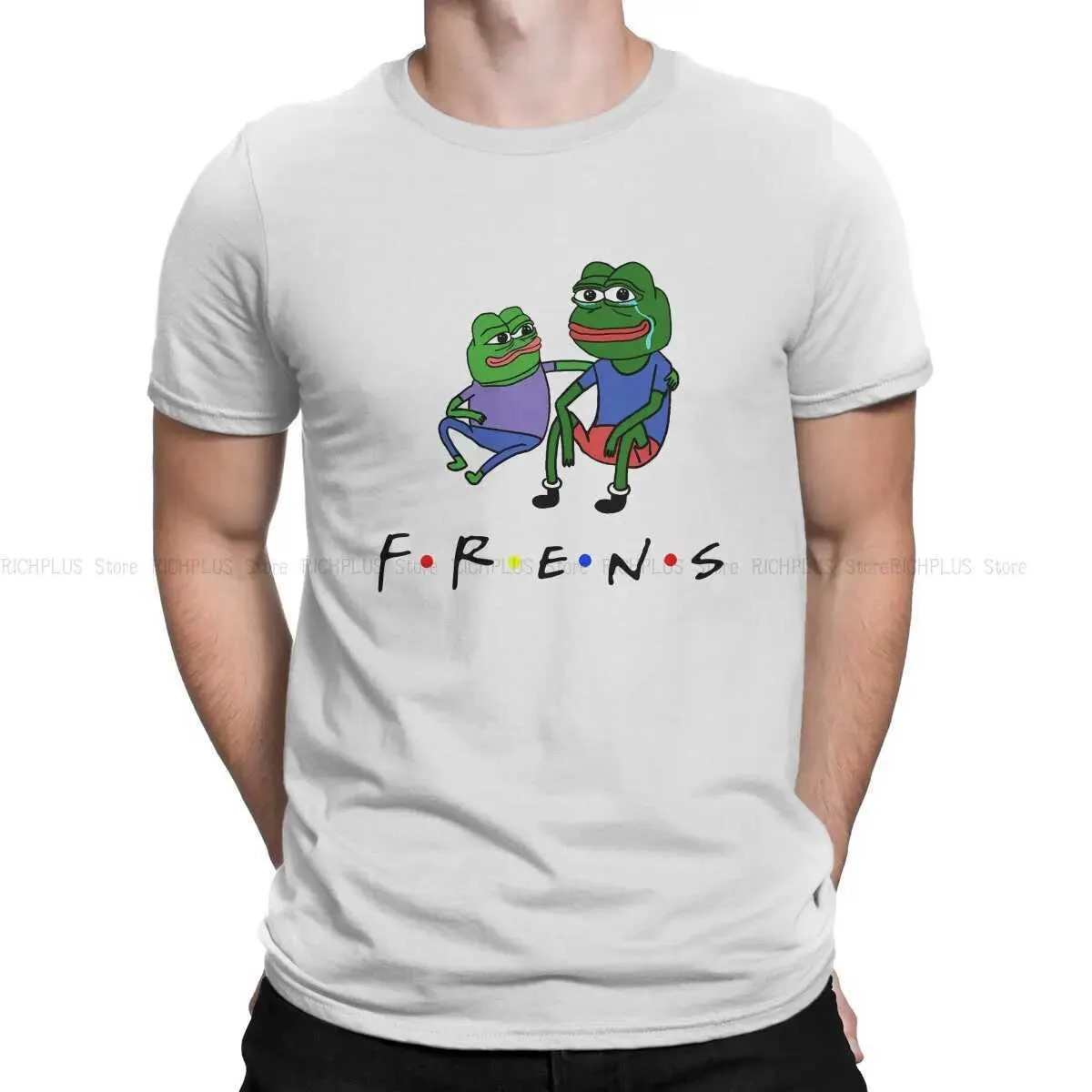Herren T-Shirts Frens Mans T-Shirt Pepe Frog Tier O Hals Tops Polyester T-Shirt lustige Geburtstagsgeschenke T240425