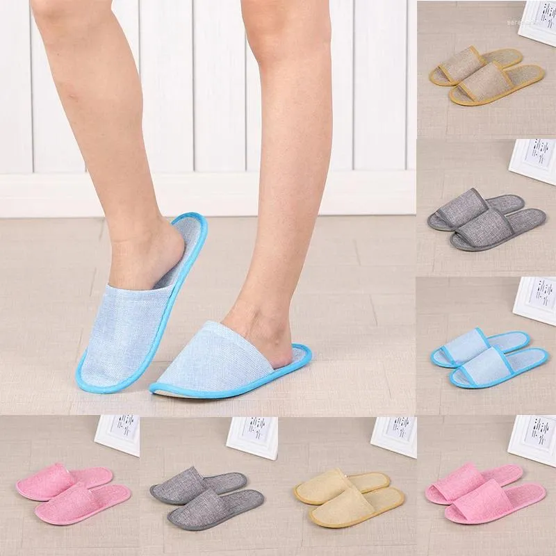 Slippers 2024 Fashion simple Unisexe El Travel Spa Men de portable Disposable maison invitée en lin intérieur pantoufle