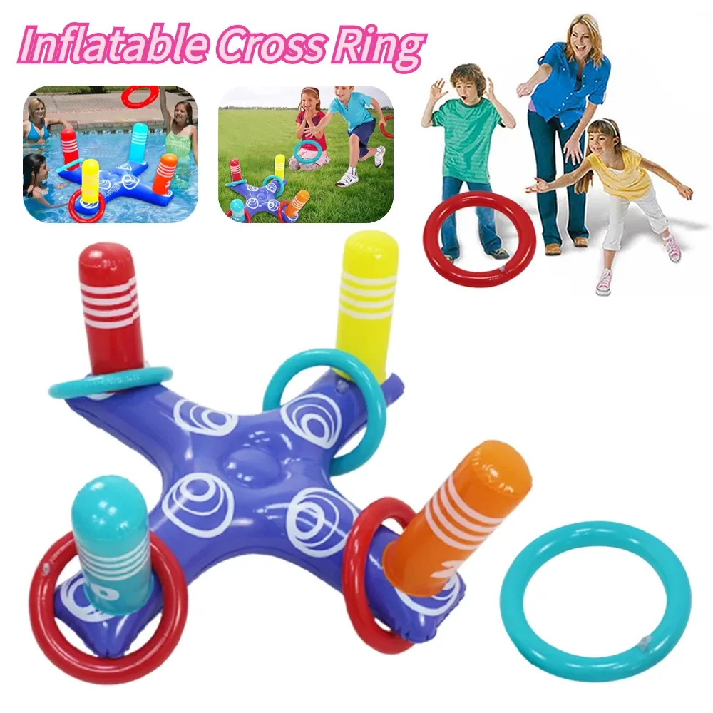 Madrasser Uppblåsbar Cross Ring Toss Game Swimming Pool Cross Ring Game Water Sports float Barn Party Toy Plaything Air Madrass