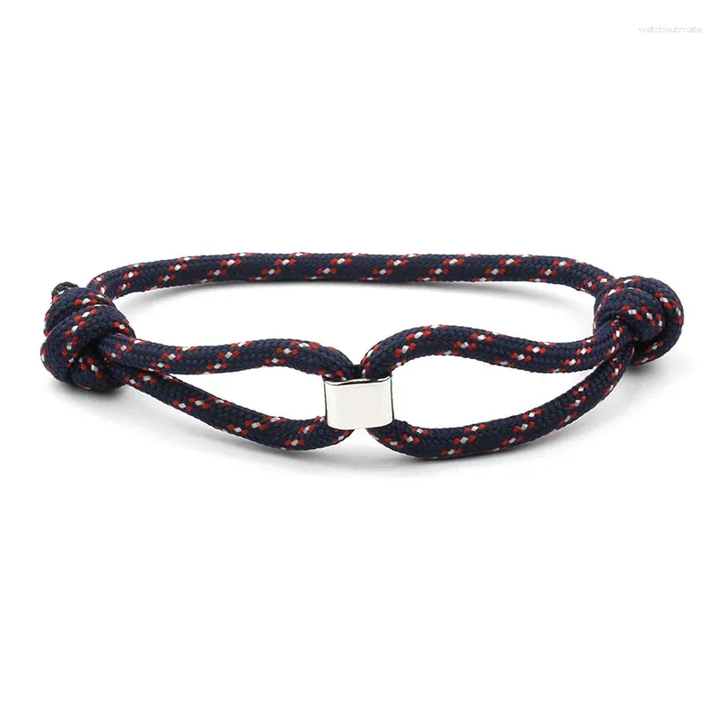 Bracelets de liaison Bracelet de corde minimaliste pour hommes Braclet de couleur de couleur argentée bonne chance