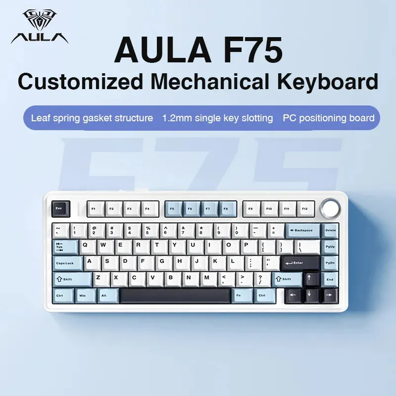 AULA F75 2.4G Wireless/Bluetooth/Wired Gaming Mechanical Keyboard RGB Anpassad 75% Layout OEM Profil Packning Structure 240419