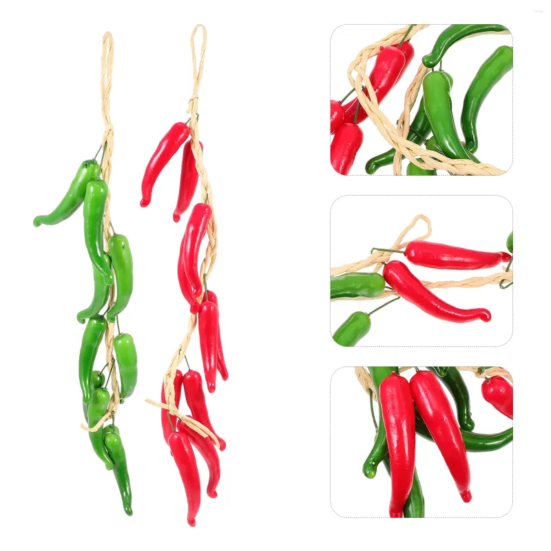 Fleurs décoratives Milistem Simulation de poivrages de poivre artificiel Simulation Chili Vegetable Fruit Garland Vine Fausse couronne