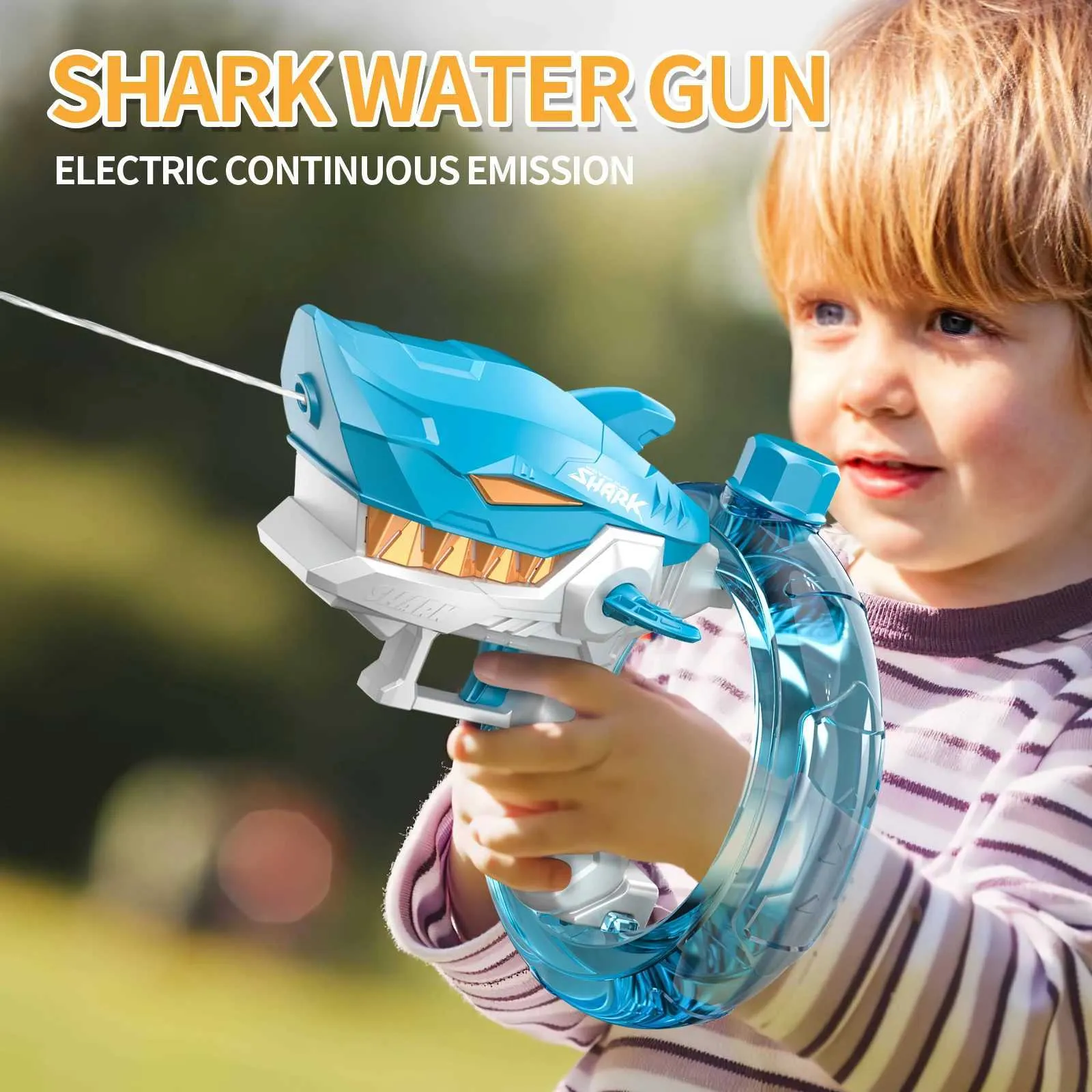 Toys de pistolet Grand capacité Shark Electric Water Gary Boy Toy Parents Outdoor Parents et Childrens Game Automatic Summer Splashing Childrens Water Gun Tyt T240428