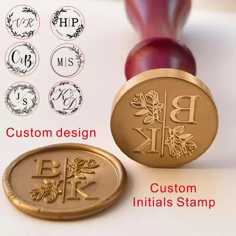 Sello de sello de cera de boda personalizado de artesanía con 2 iniciales, sello de sello de cera de sellado de boda personalizado