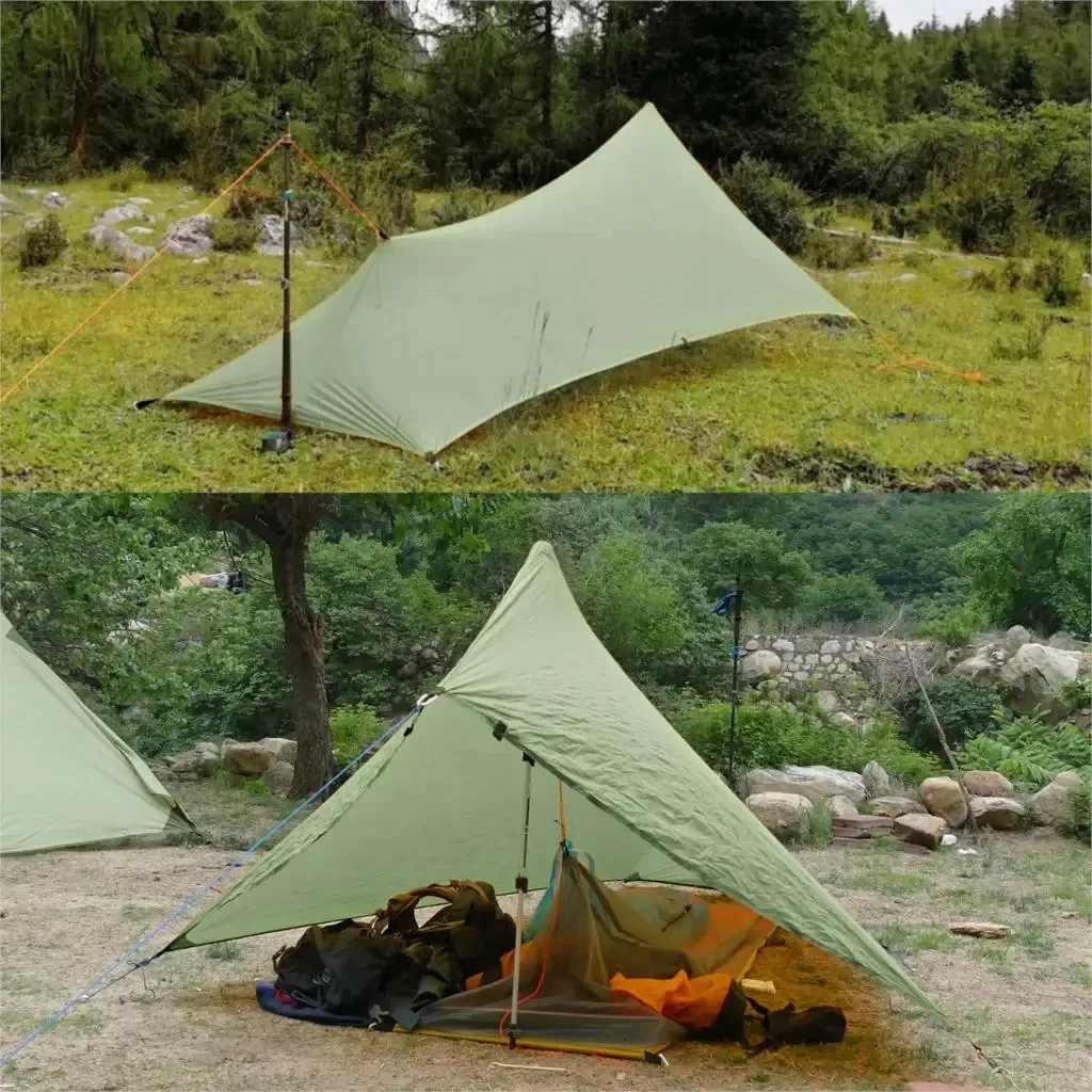 Ultralight 310G Flysheet Tent Waterdichte 20D dubbelzijdige siliconencoating Nylon camping asopy Rainfly Lichtgewicht TARP 240417