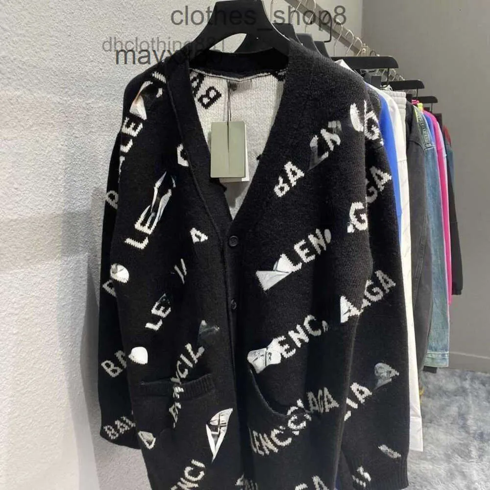 Balencgs Diseñador sudadera con capucha suéter suéteres altos versiones de mousse elástica de la familia Versión suelta Varicada en v Cardigan suéter xfux 3wc6