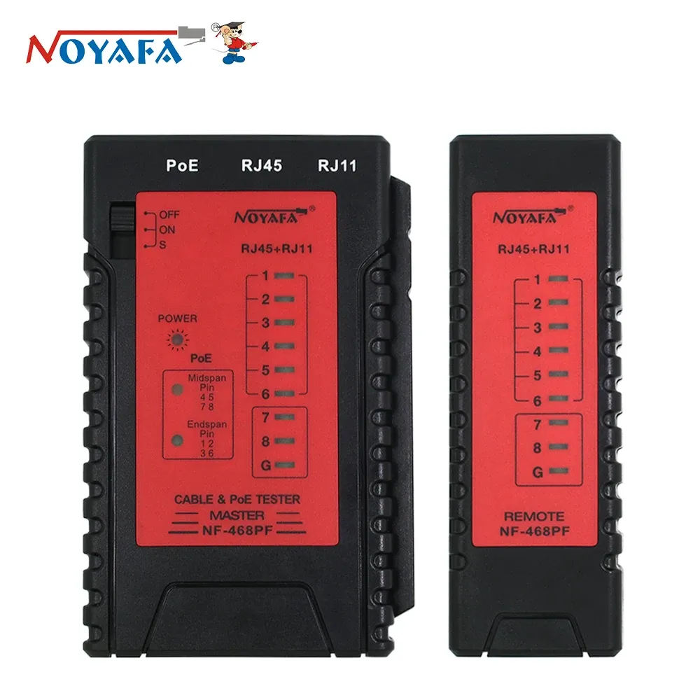 Tools NOYAFA NF468PF Netwerkkabeltester Poe Tester RJ11 RJ45 Kabelcontinuïteit Test Professionele draad Finder netwerk Tools