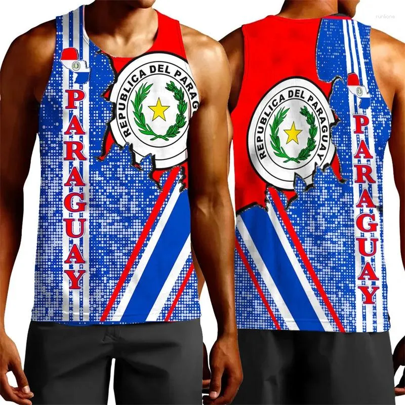 Tops cisterna maschile Mappa bandiera del paraguay mappa 3d top per uomo vestiti casual hawaiaian sport emblema nazionale stemma maschio winitcoat maschio