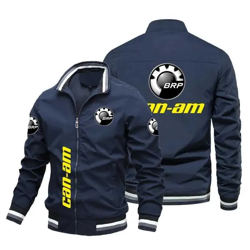 Herrjackor Nya herrarna Harajuku Strt Jacket BRP CAN - AM Tryckt Zip Jacket Hip -Hop Baseball Jacket Mens Windproof Motorcykeljacka T240428