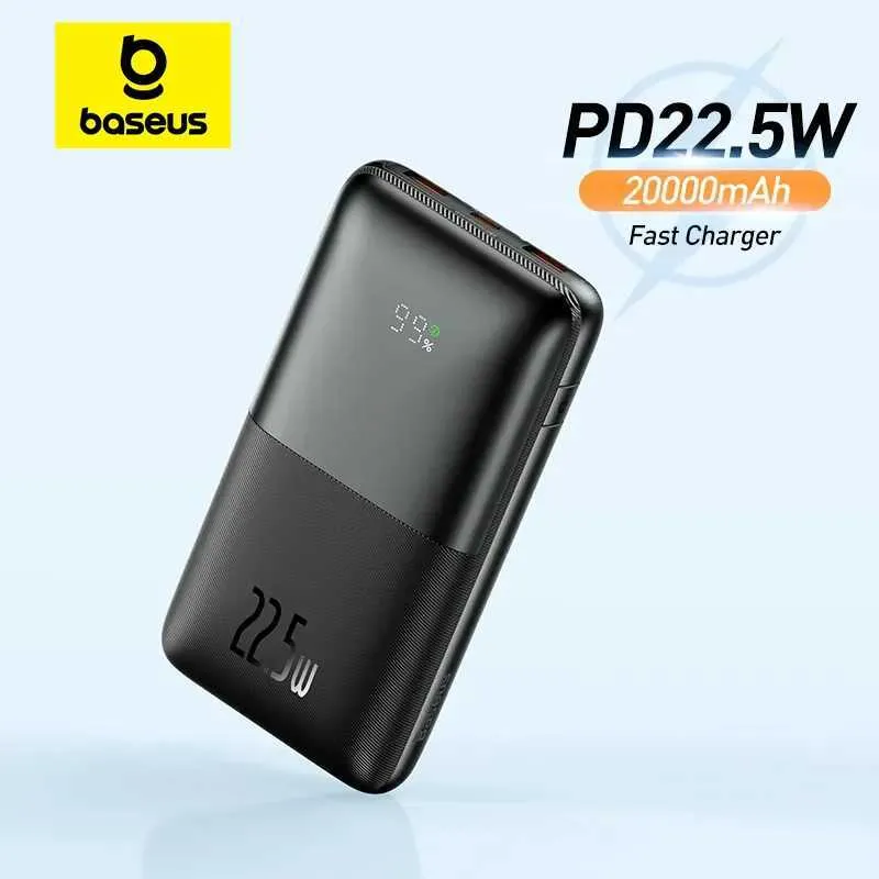 Banques électriques de téléphone portable Baseus Power Bank 20000mAh Batterie externe 10000mAh Powerbank PD22.5W Portable Charge rapide iPhone Xiaomi Huawei Poverbank J240428