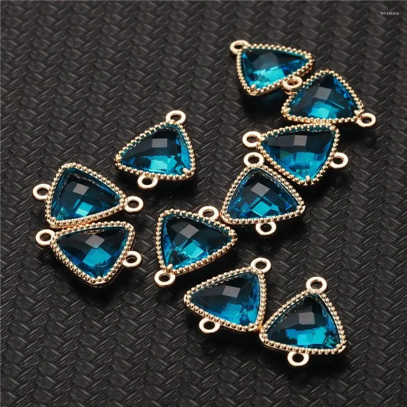 Charms 5 -stcs/lotstijl geometrische glazen blauwe kristallen hanger voor armband sieraden diy maken accessoires maken