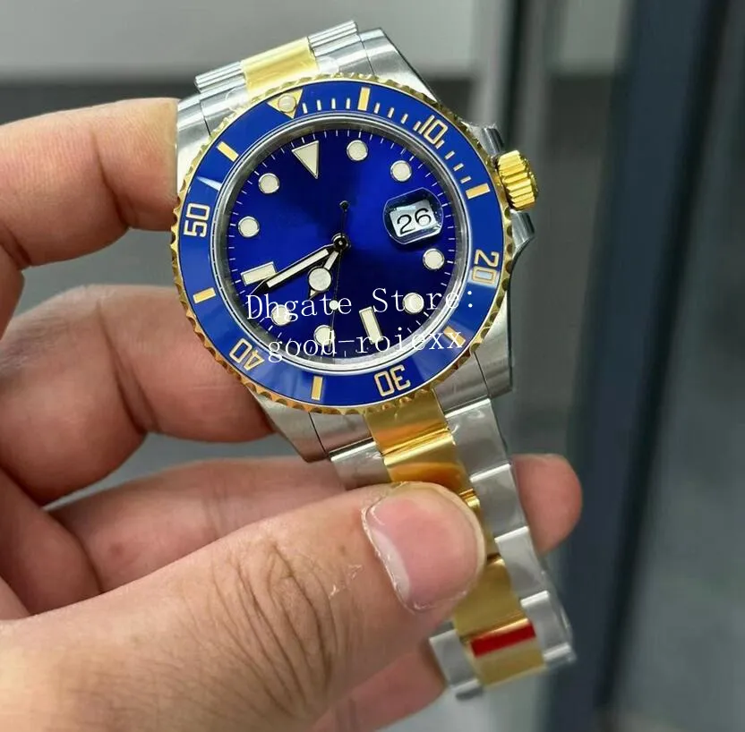 41mmの防水ステンレス鋼の時計自動、青と黒のセラミックベゼル付き 