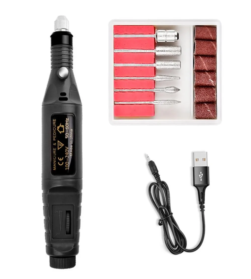 USB Electric Nail Nail Drill Drill Portable Professional Manucure Pédicure Machine Set Electric Nail Drill File Care Machine acrylique AR1469620