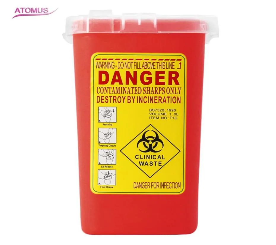 1L Capacidad Sharps Container Agujas médicas Bin Biohazard Tattoo Piercing Agujas Disposición Caja de recolección Caja de desechos de tatuaje 5803048