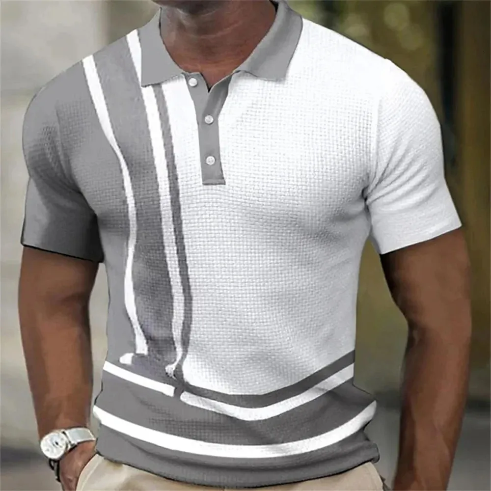 Yüksek kaliteli erkek polo gömlek moda çizgili giyim yaz harajuku kısa kollu üstler büyük boyutlu gündelik tshirt 5xl 240419