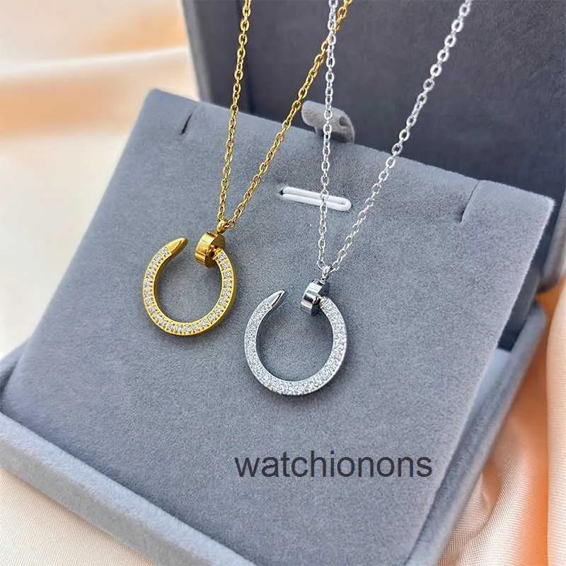 Hoogwaardige luxe ketting kajia nagel ketting met diamant inleg licht luxe en veelzijdige eenvoudige sleutelbeen keten dames hoge versie volledige sieraden