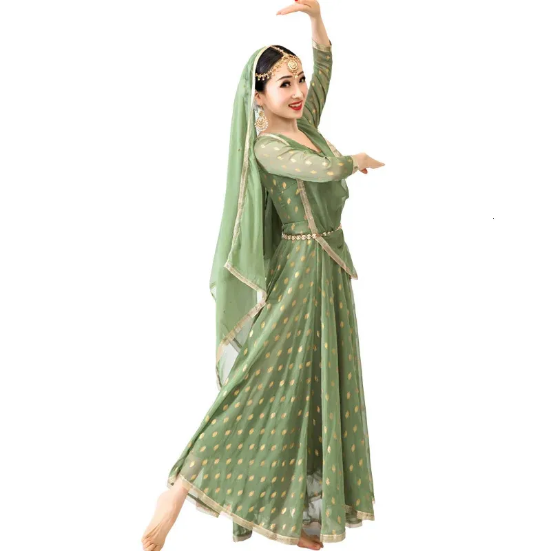 SALWAR KAMEZ SURES Piękny styl etniczny Silk Bronzing Indian Dress Indian Women Sari Anna Dance Performance 240418