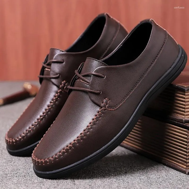 Scarpe casual in pelle Lace-up fatti a mano maschio vintage per tutta la partita da uomo Slip on Leisure Walk Classic Flats Driving