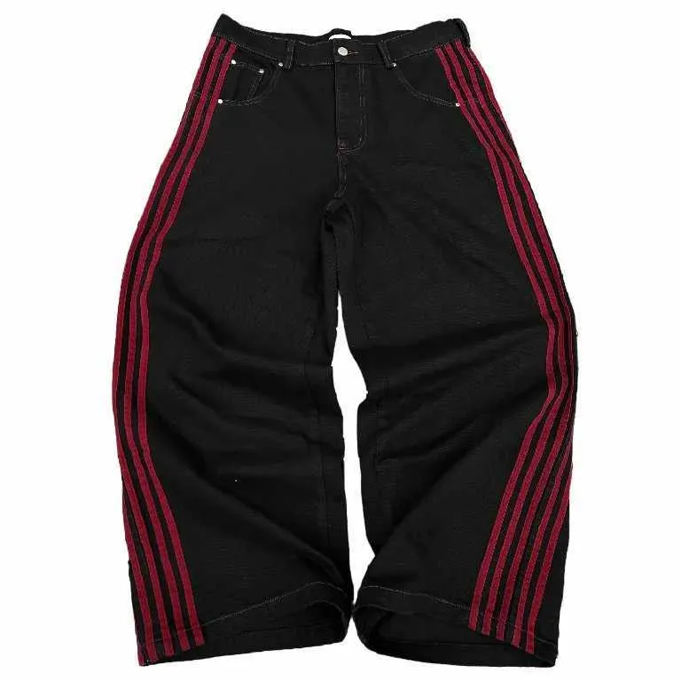HWC Striped Baggy Jeans Outfit For Men And Women Hip Hop