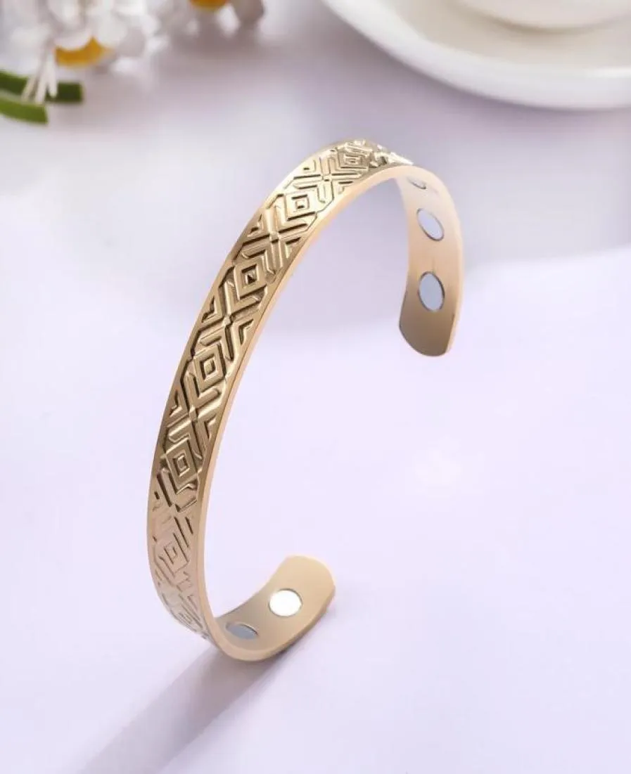 Myshape Health Magnetic Bangle 316L Stainless Steel Women Bangle Amulet Vintage SilverGold Jewelry Christmas Gift8194725