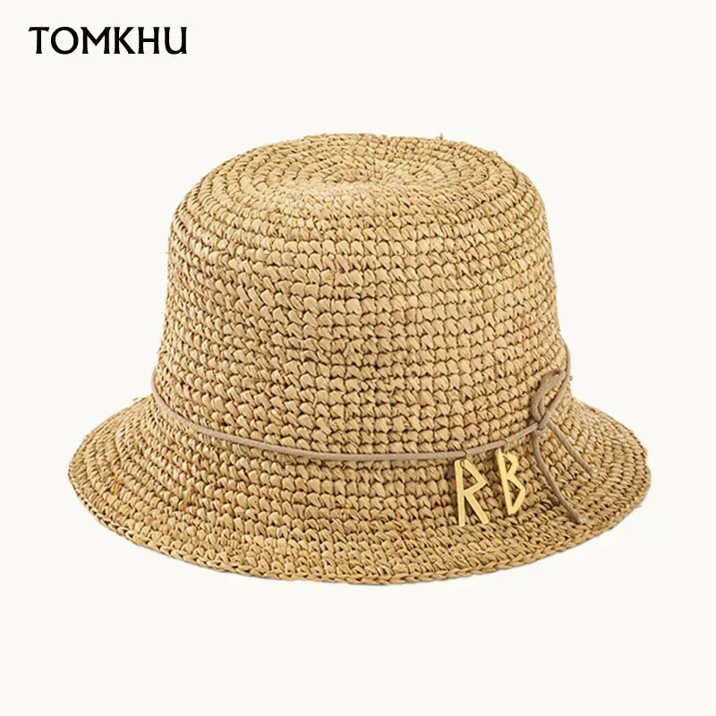 Fashion Summer Summer Raffia Straw Hat for Women Elegant Letter Beach Brim Brim Boater Bucket Designer Hats Chapeau 240425