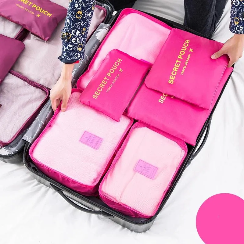 Borse da stoccaggio 6 pezzi Set di vestiti impermeabili per viaggi biancheria intima Organizzatore Organizzatore Cosmetic Baggage Cube Warrobe Valuto tastiera