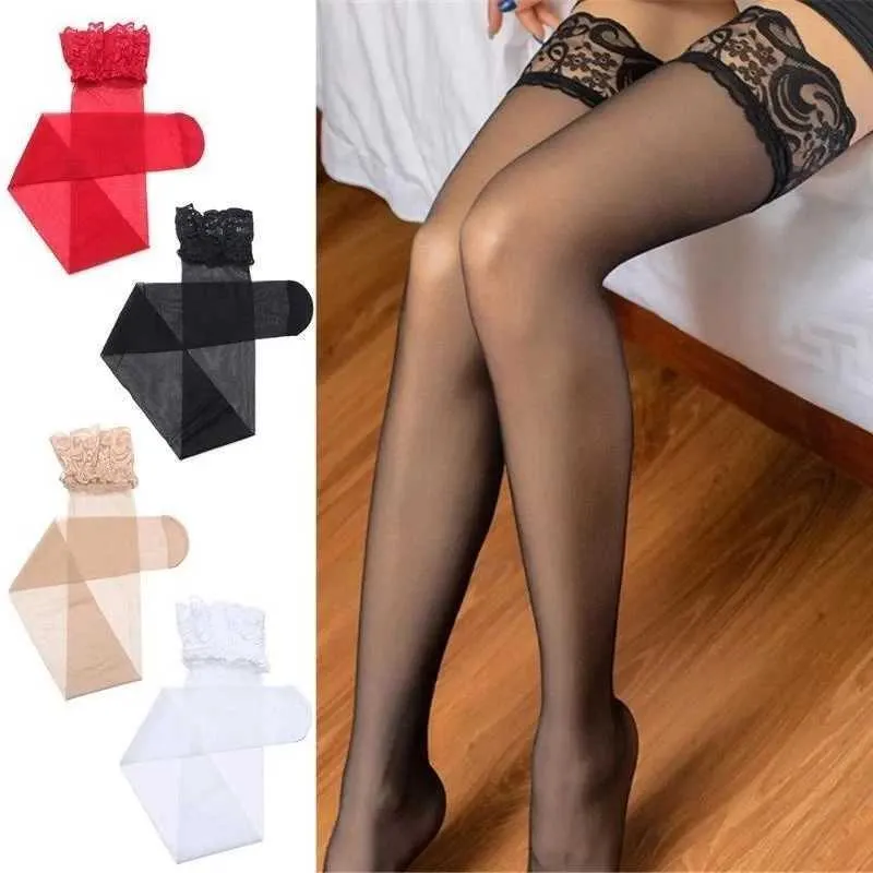 Seksowne skarpetki Womens Sexy Floral Lace Stockings Kolan Kwiat Elastyczne pończochy Czarne przezroczyste jedwabne pończochy wysokiej jakości pończochy Q240427