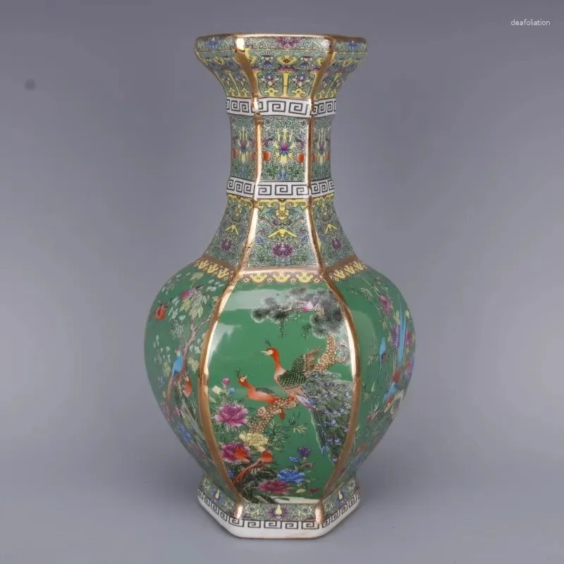 Vases Luxury Chinese Classic Antique Ceramic Enamel Flower Vase Home Decoration Green