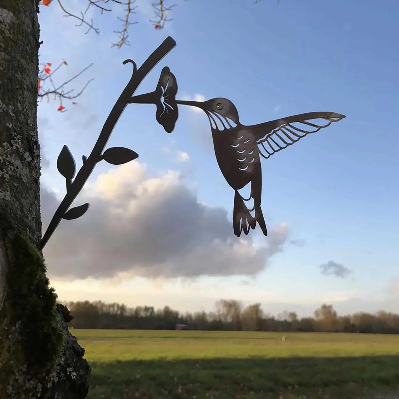 Dekoracje ogrodowe hummingbird metalowy ptak dekoracja sztuki na podwórko lub drzewo metalowa sztuka symulacja ptaki sylwetki ozdoby dekoracje ogrodowe