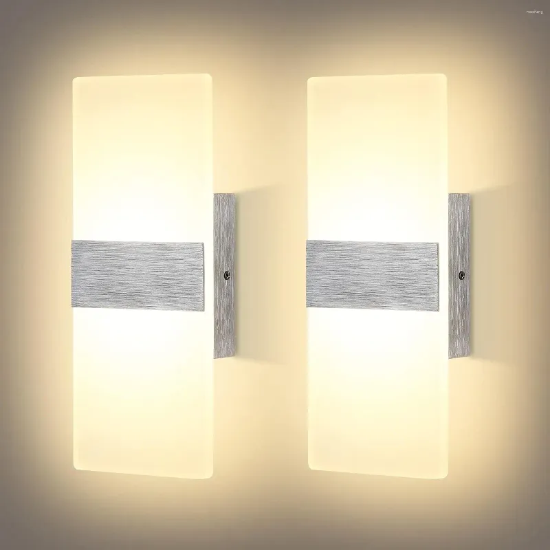 Lampe murale Light Dimmable Gnonce Set de 2 LED moderne 12W pour le couloir Chambre salon blanc chaud