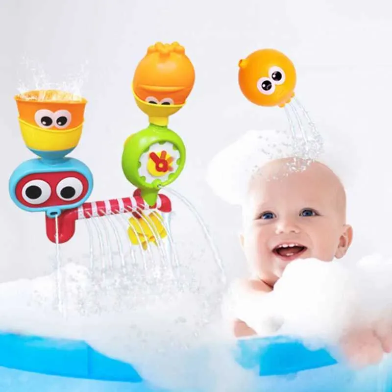 Baby Bath Toys Eye Waterwheel Bathing Sucker Bathtub Baby Bath Toys Water Spray Set Dowch Sprinkler Toy For Kids Toddler Children