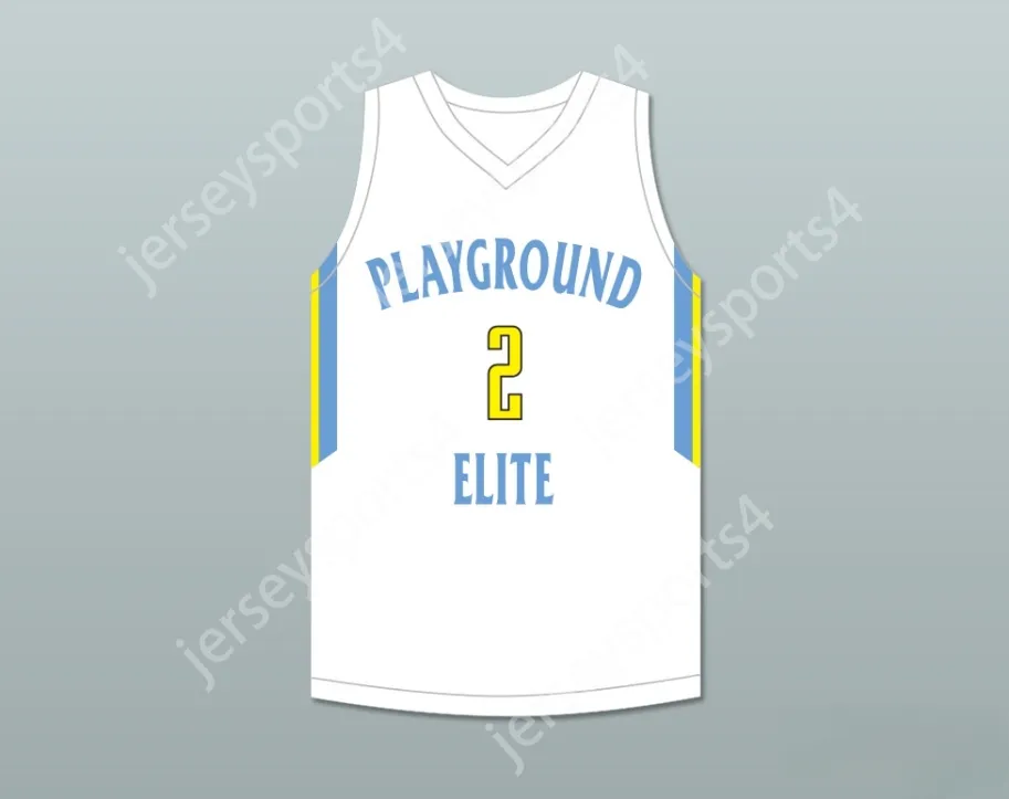 Nombre personalizado NAY Mens Jóvene/Jugador de niños 2 Planeground Elite AAU White Basketball Jersey Top cosido S-6XL