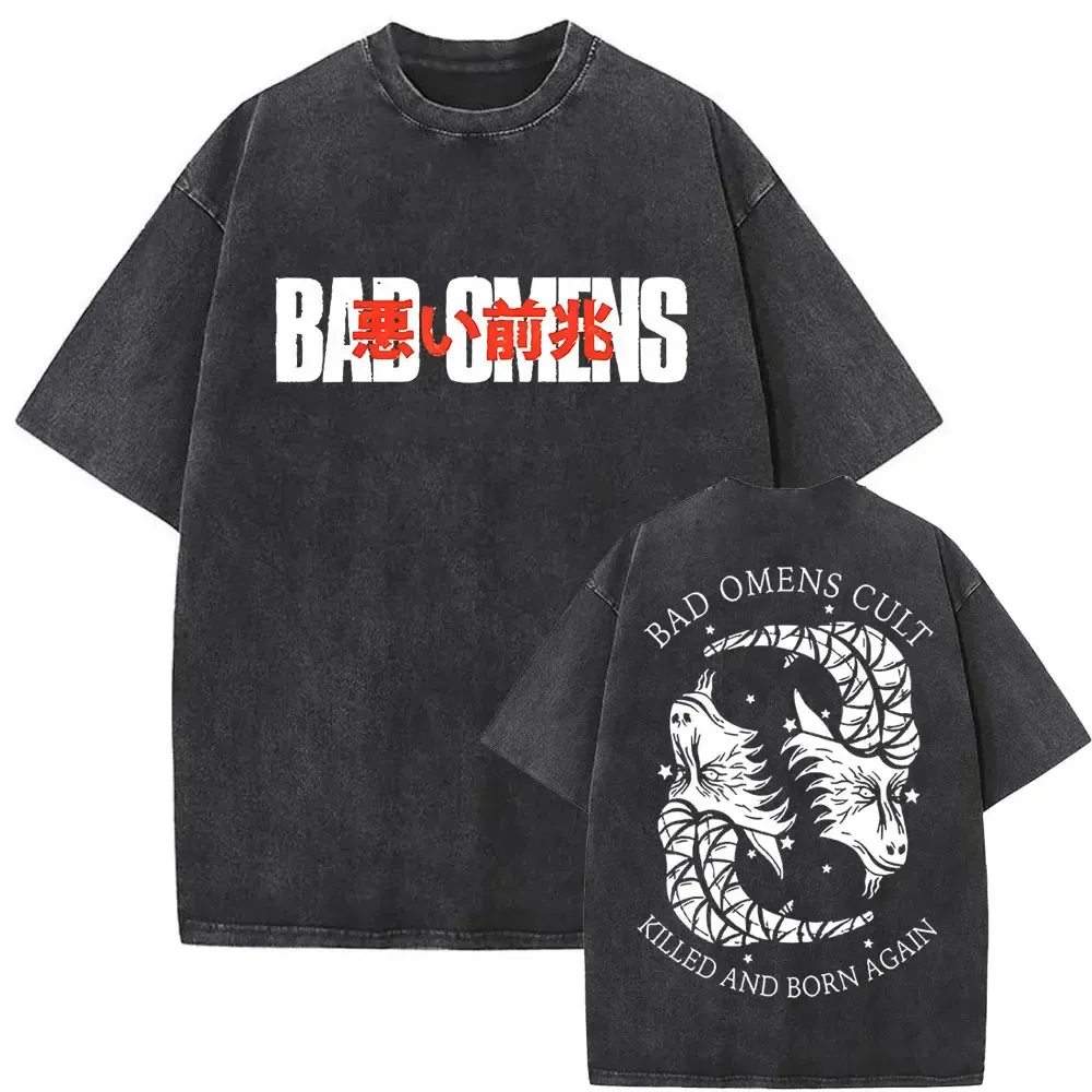 Wholesale Bad Omens Band Tour T Shirt Washed Vintage Rock Graphic