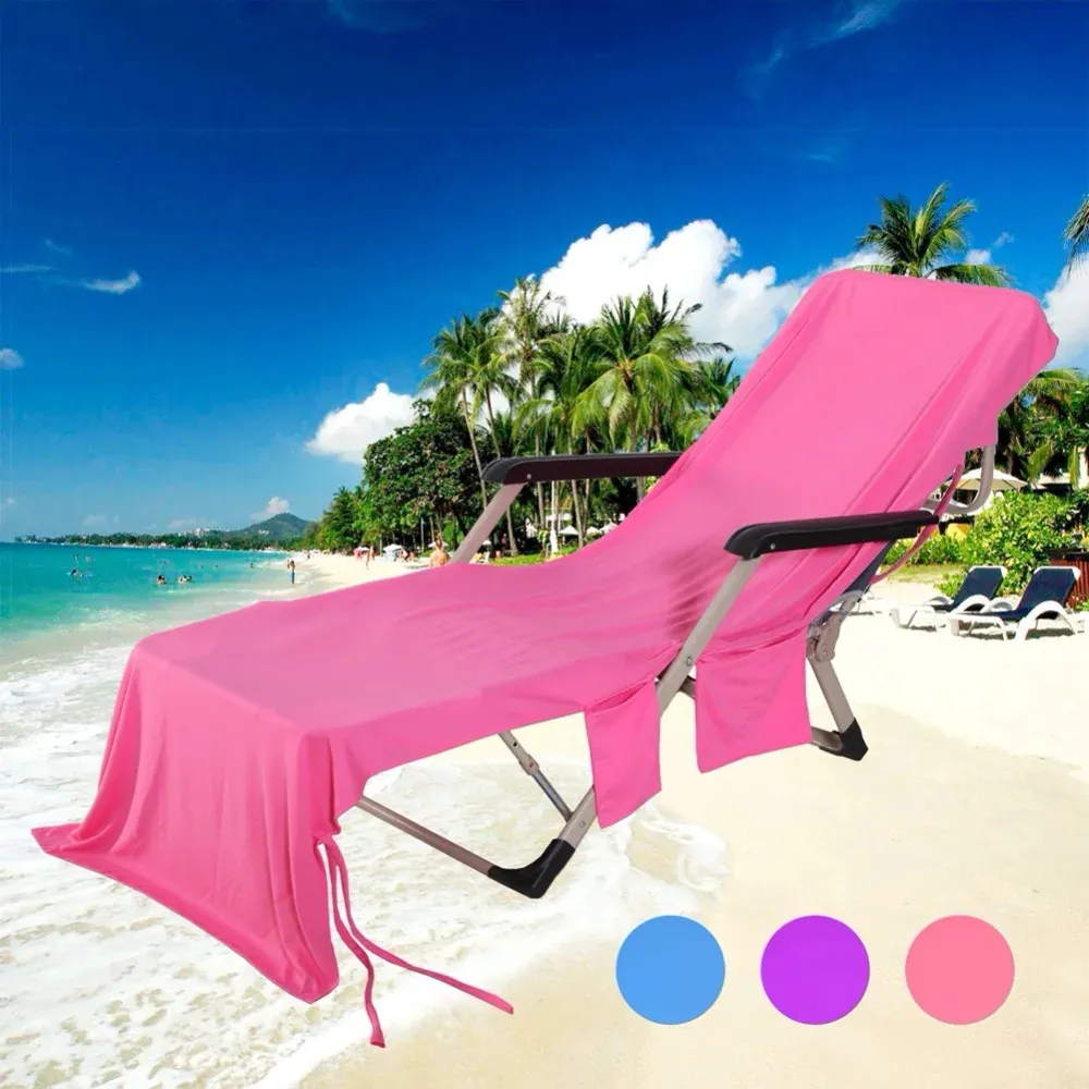Stranddoeken draagbaar strand zwembad zons lounge stoel deksel badhanddoek tas 3 pocket patio chaise lounge stoel covers buiten handdoek 240416