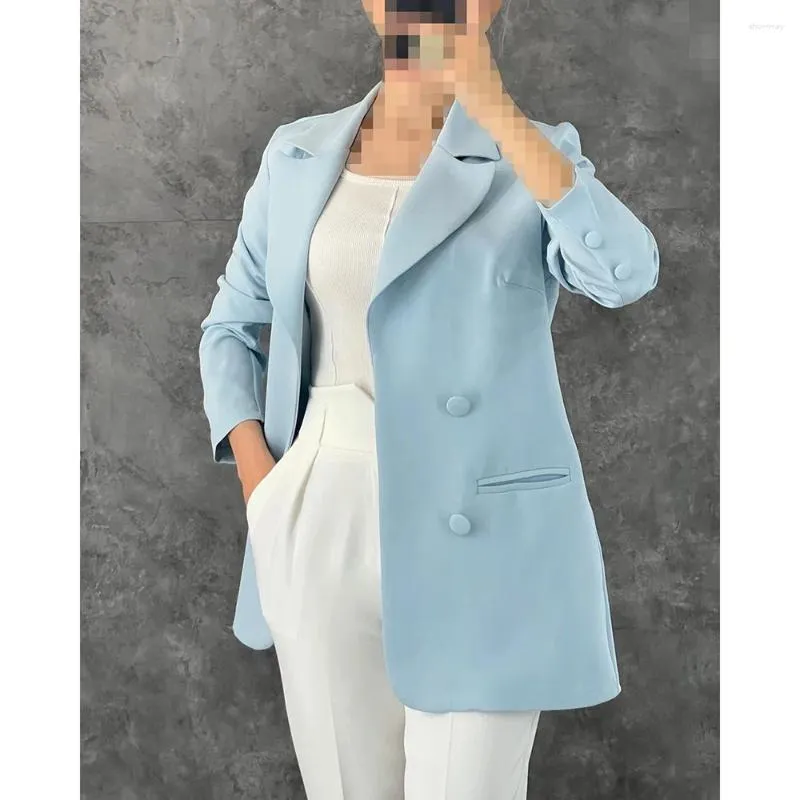 Mäns kostymer sommar dubbelbröst eleganta kvinnor sätter fast färg skräddarsydd avslappnad högkvalitativ kvinnlig blazer affärskontor dam outfit