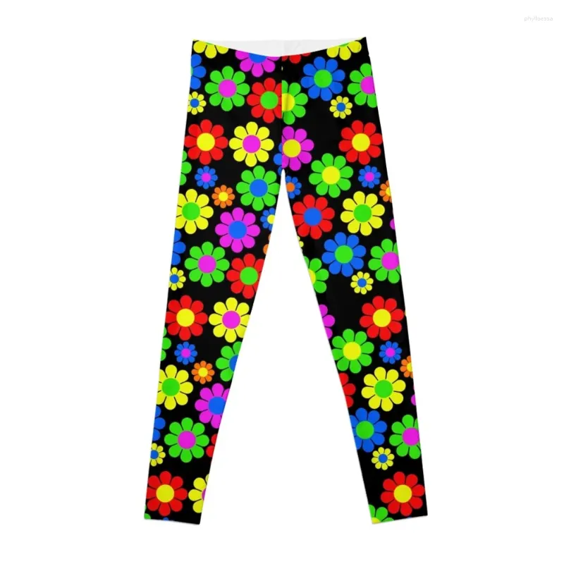 Active Pants Hippy Flower Daisy Spring Pattern Leggings Women's Sports High midja