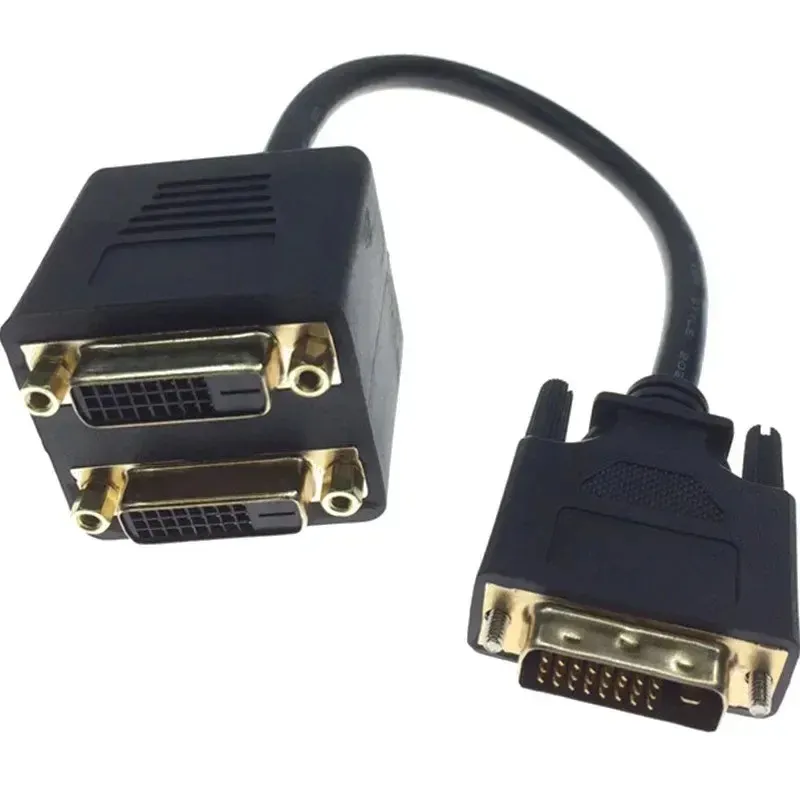 Novo cabo 1x2 DVI Splitter Adaptador 1-DVI Male para DVI24+1 Conector de Ouro de 24k fêmea para HD1080p HDTV PC Laptop para Adaptador de Conector de Ouro