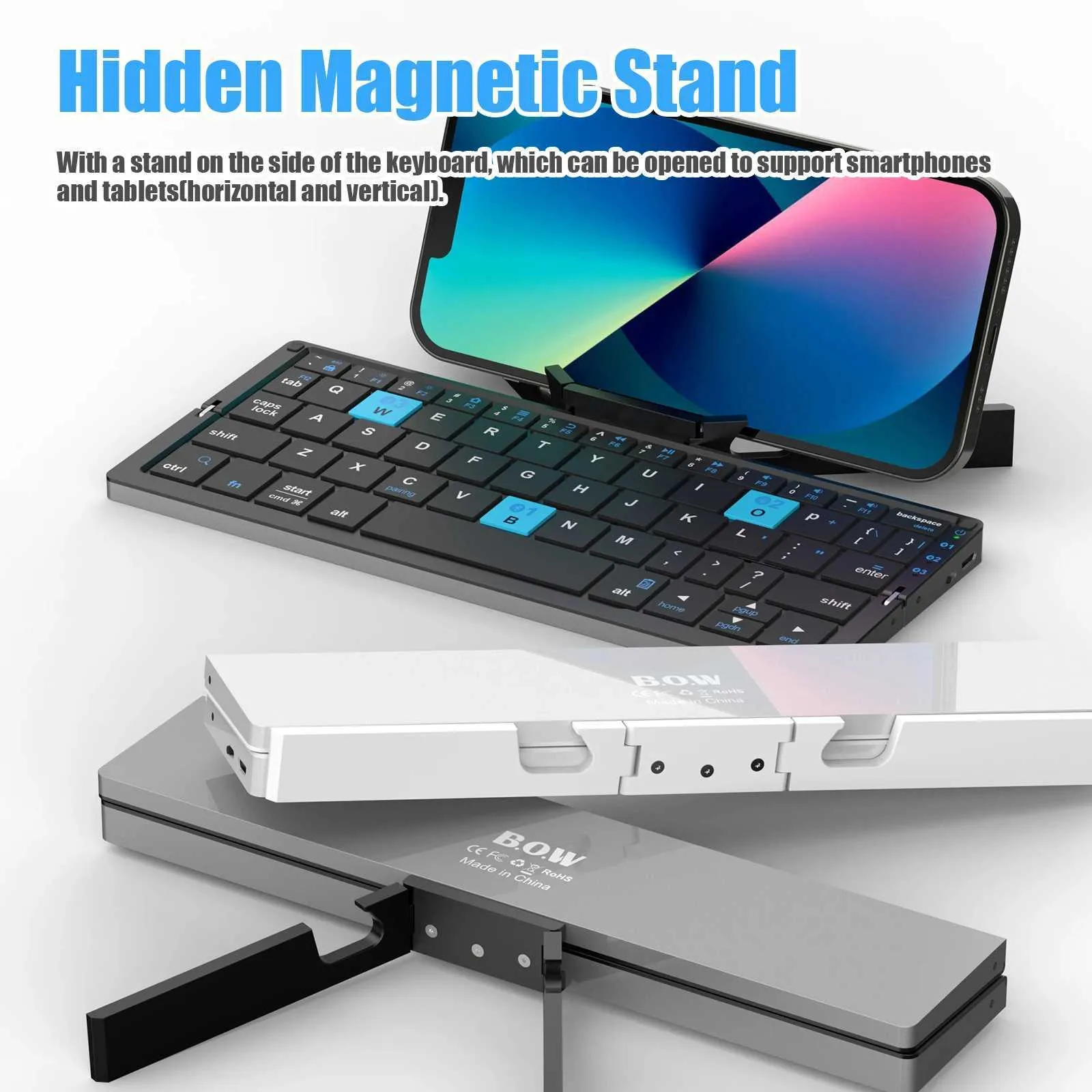 Keyboards Wireless Folding Keyboard Lightweight Aluminum Rechargeable for iPads Phones Tablet Magnetic Stand Portable Mini Keypad z241127