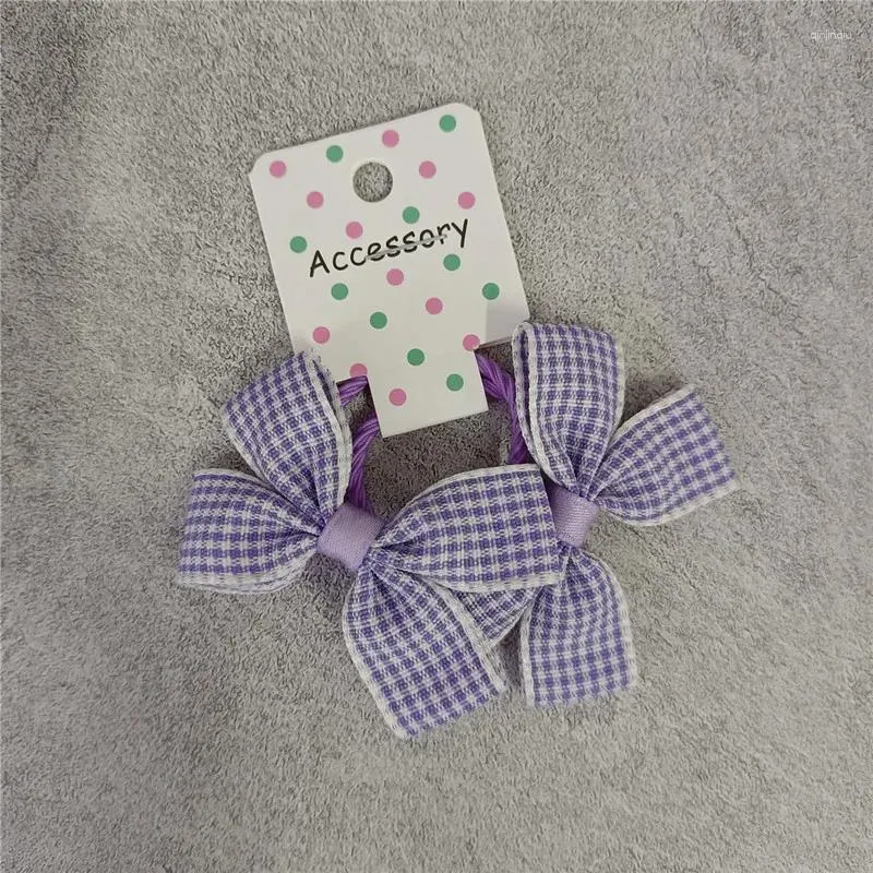 Accessoires de cheveux 2024 printemps / été coréen doux bébé bébé et filles en cuir clairs plaid violet mini