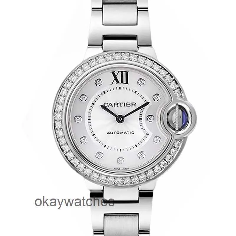 Dials arbeiten automatische Uhren Carter Womens Watch Blue Ballon 33 -Durchmesser Diamant Set Mechanische WE902074