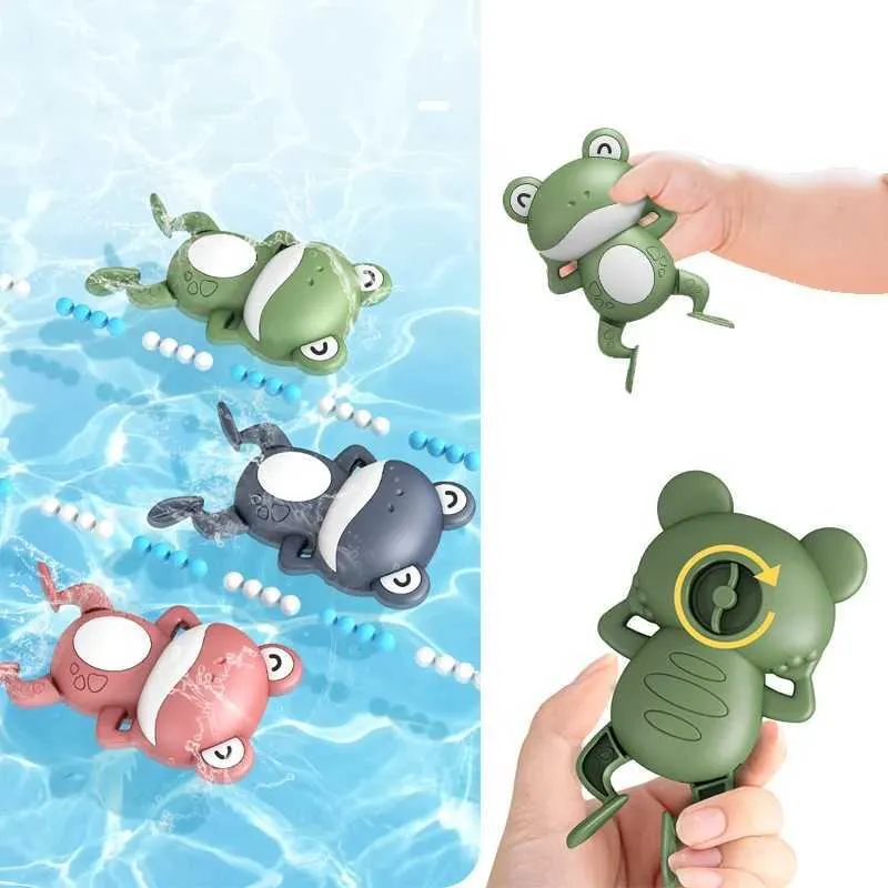 Toys de bain bébé 3 pcs Baby Bathing Toys Cute Frogs Clockwork Bath Toy Swimming Bath Toy Bathroom Toys for Toddlers Chain Toys for Kids