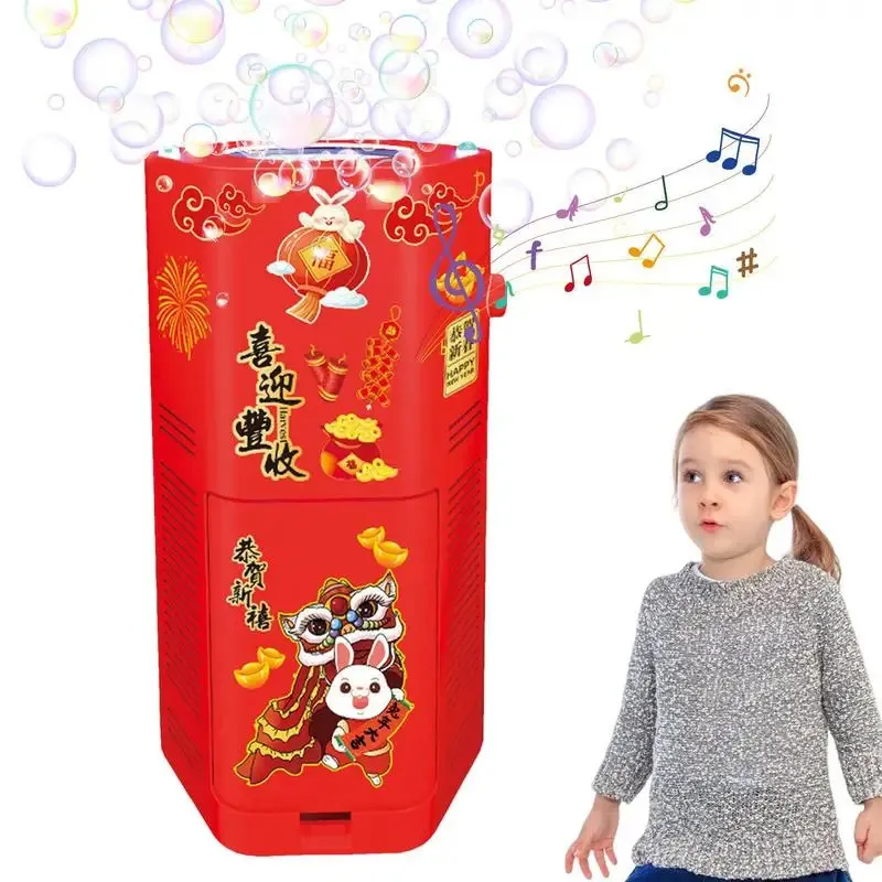 Máquina de burbujas de fuegos artificiales soplador automático de burbujas con luces coloridas con música para el año de cumpleaños suministro de fiesta al aire libre 240416