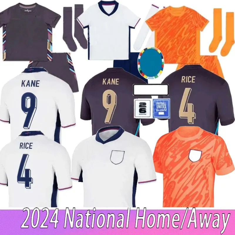 2024 Inglaterra Jerseys de fútbol Bellingham 24 25 Euroo Cup National Team Toone Football Shirt White Kane Kane Sterling Rashford Sancho Grealish Kids Kit